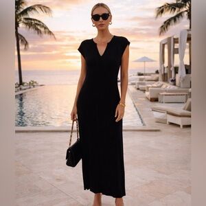 L*Space Black Ribbed Midi Dress or Cover Up Size Small S